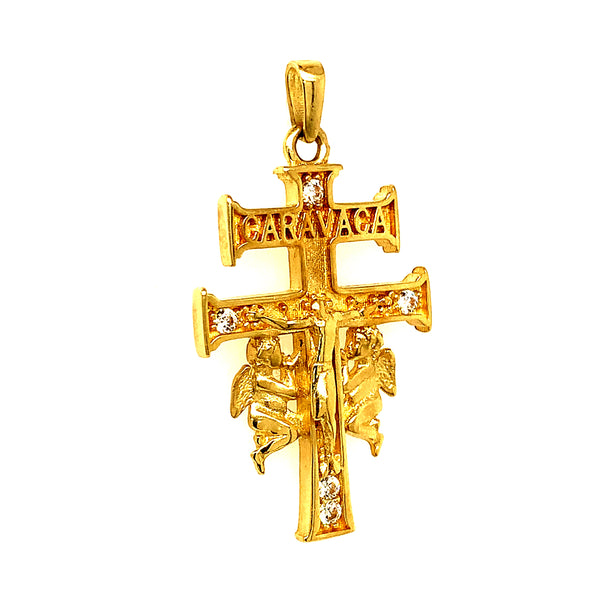 Dije (cruz de caravaca) en oro amarillo 10kt.