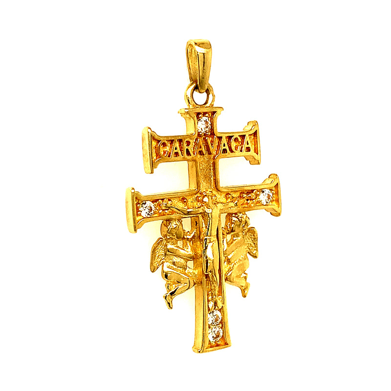 Dije (cruz de caravaca) en oro amarillo 10kt.