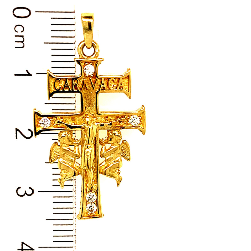 Dije (cruz de caravaca) en oro amarillo 10kt.