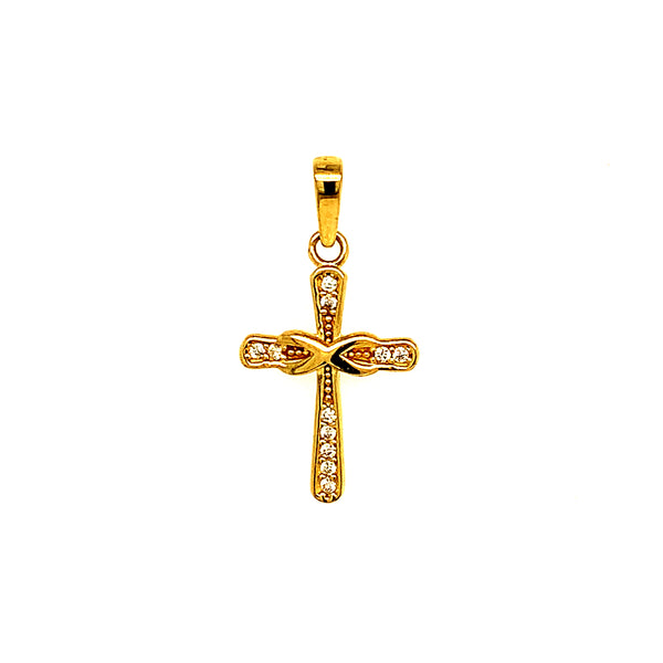 Dije (cruz) con circones en oro amarillo 10kt.