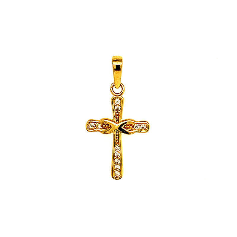 Dije (cruz) con circones en oro amarillo 10kt.