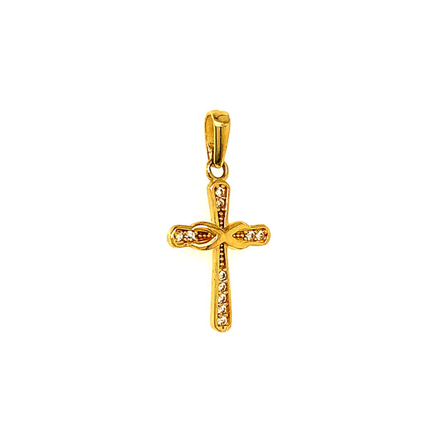 Dije (cruz) con circones en oro amarillo 10kt.