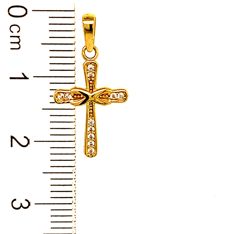 Dije (cruz) con circones en oro amarillo 10kt.
