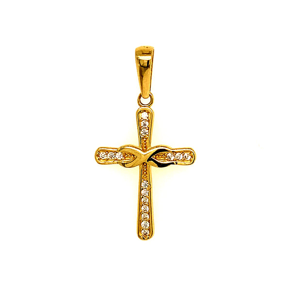 Dije (cruz) con circones en oro amarillo 10kt.