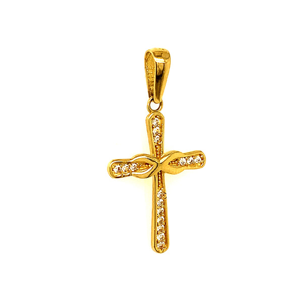 Dije (cruz) con circones en oro amarillo 10kt.