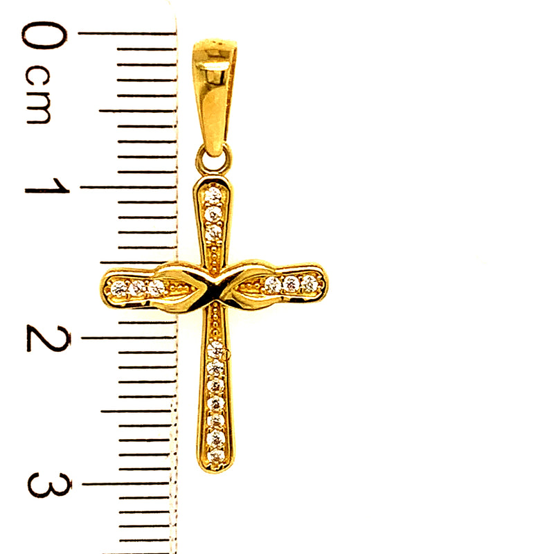 Dije (cruz) con circones en oro amarillo 10kt.