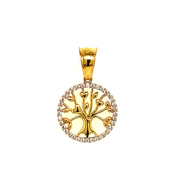 Dije (árbol de la vida) con circones en oro amarillo 10kt.