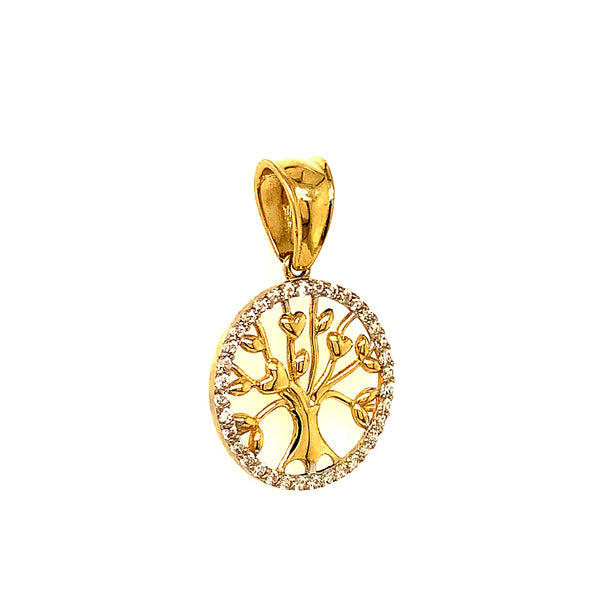 Dije (árbol de la vida) con circones en oro amarillo 10kt.