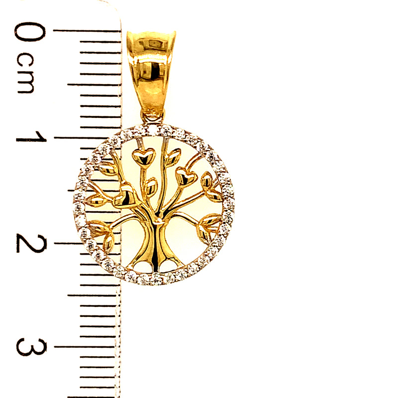 Dije (árbol de la vida) con circones en oro amarillo 10kt.