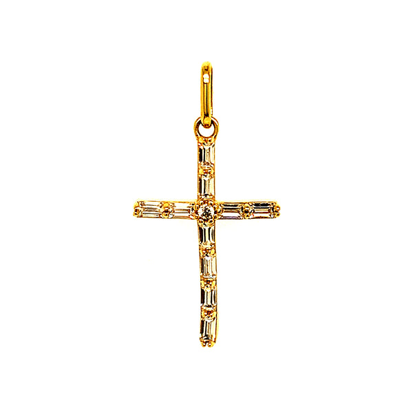 Dije (cruz) con circones en oro amarillo 10kt.