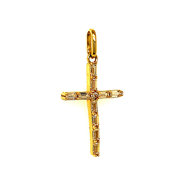 Dije (cruz) con circones en oro amarillo 10kt.