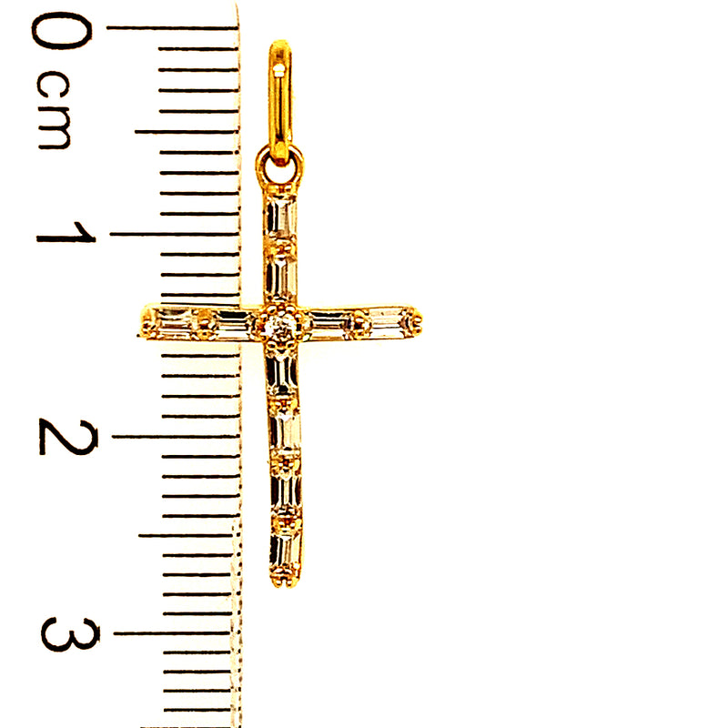 Dije (cruz) con circones en oro amarillo 10kt.