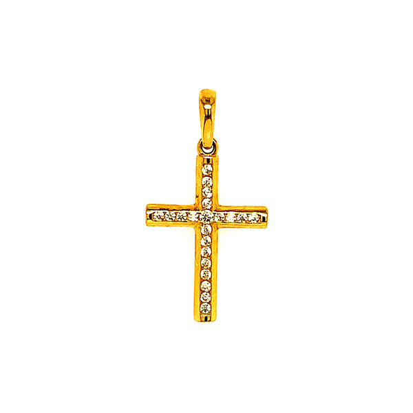 Dije (cruz) con circones en oro amarillo 10kt.