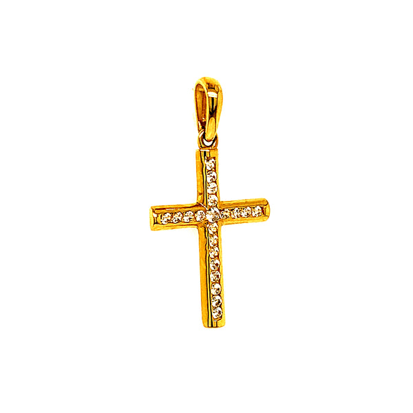 Dije (cruz) con circones en oro amarillo 10kt.