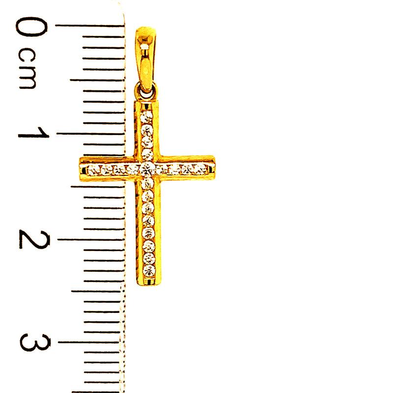 Dije (cruz) con circones en oro amarillo 10kt.