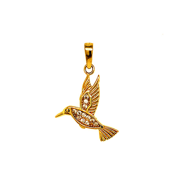 Dije (colibrí) con circones en oro amarillo 10kt.