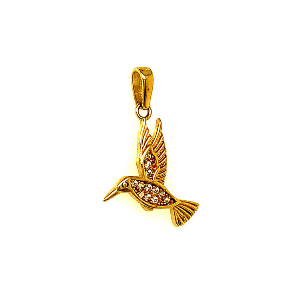 Dije (colibrí) con circones en oro amarillo 10kt.