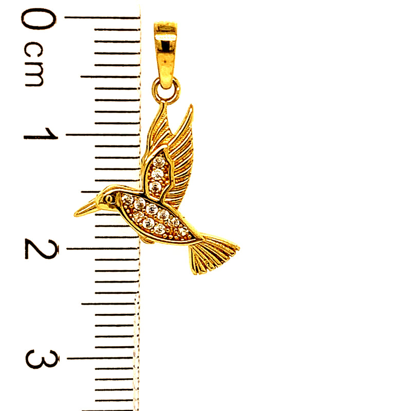 Dije (colibrí) con circones en oro amarillo 10kt.