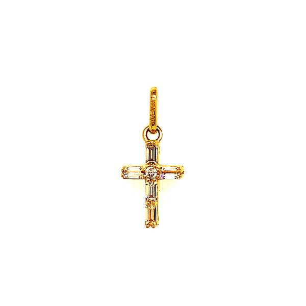 Dije (cruz) con circones en oro amarillo 10kt.