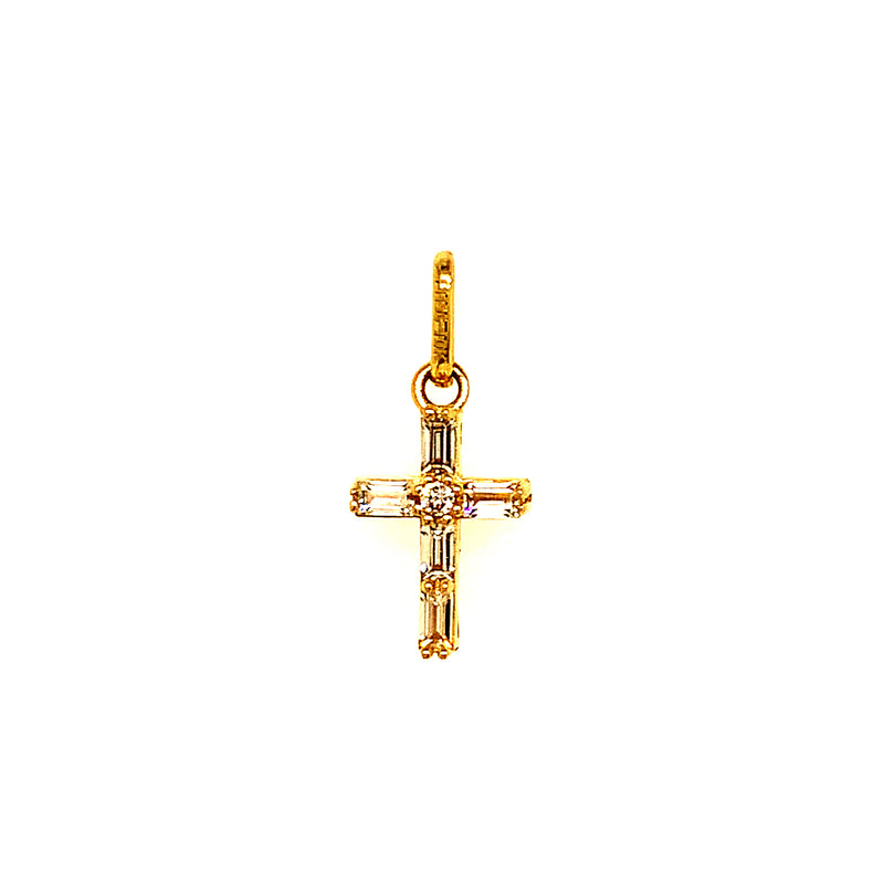 Dije (cruz) con circones en oro amarillo 10kt.
