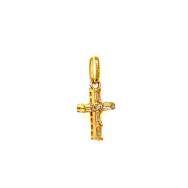 Dije (cruz) con circones en oro amarillo 10kt.