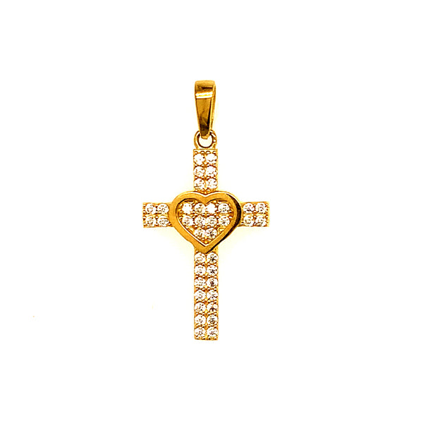 Dije (cruz) con circones en oro amarillo 10kt.