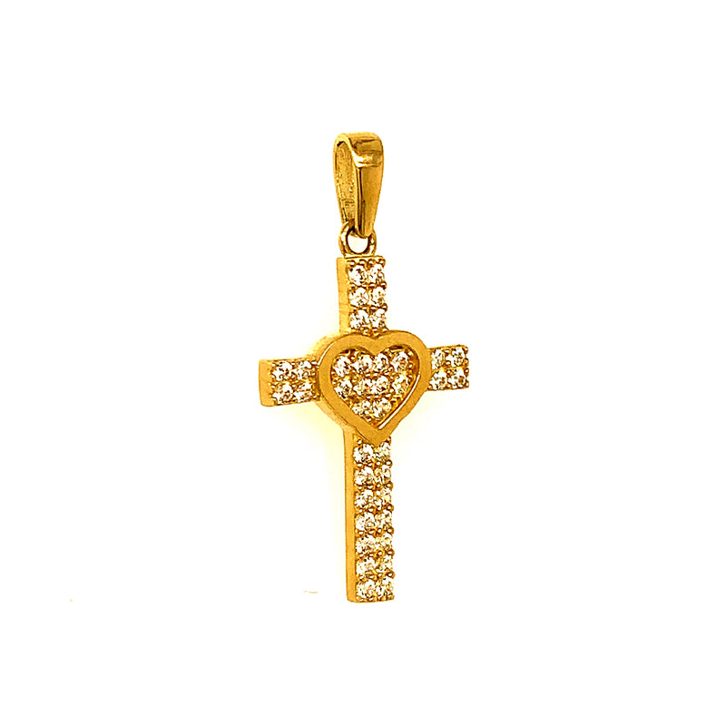 Dije (cruz) con circones en oro amarillo 10kt.