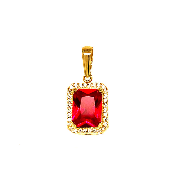 Dije con circones en oro amarillo 10kt. (Rojo)