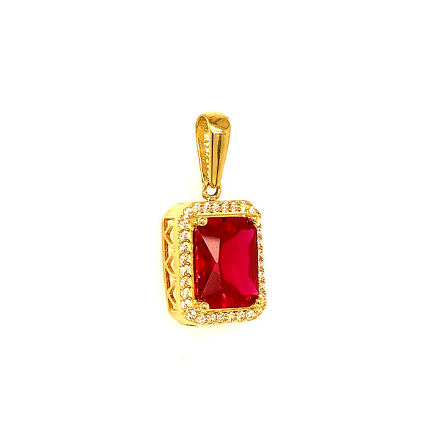 Dije con circones en oro amarillo 10kt. (Rojo)