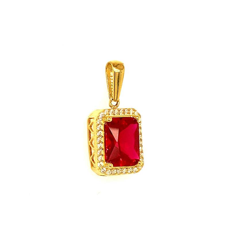 Dije con circones en oro amarillo 10kt. (Rojo)