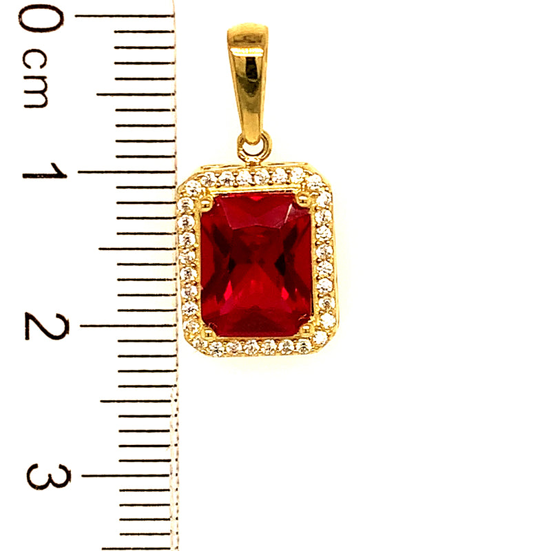 Dije con circones en oro amarillo 10kt. (Rojo)