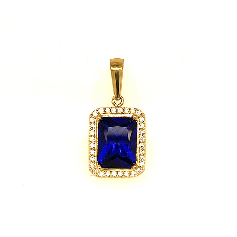 Dije con circones en oro amarillo 10kt. (Azul)