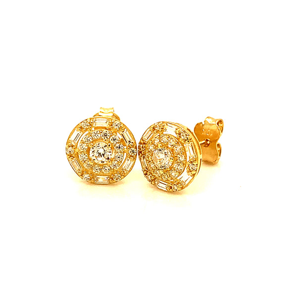 Aretes (círculo) con circones en oro amarillo 10kt.