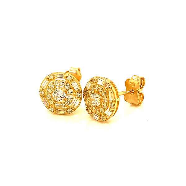 Aretes (círculo) con circones en oro amarillo 10kt.