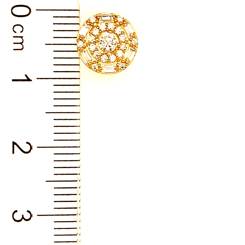 Aretes (círculo) con circones en oro amarillo 10kt.
