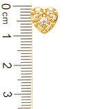 Aretes (corazón) con circones en oro amarillo 10kt.