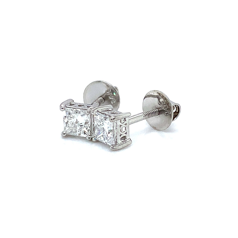 (LD) Aretes con diamantes de laboratorio en oro blanco 14kt.