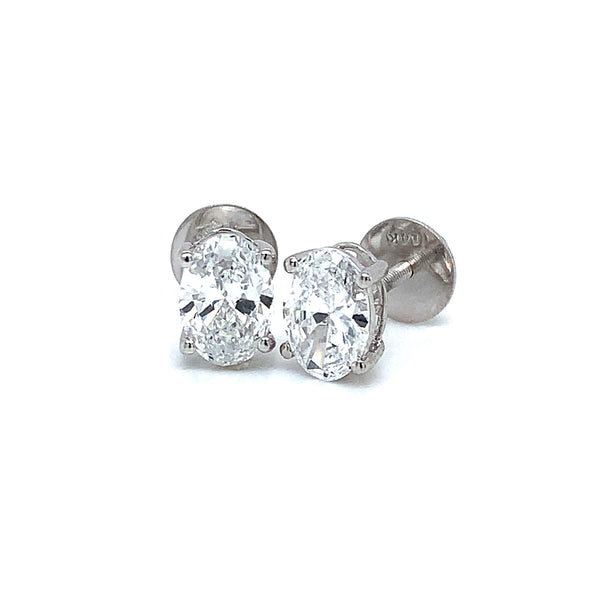 (LD) Aretes con diamantes de laboratorio en oro blanco 14kt.