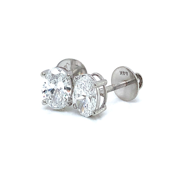 (LD) Aretes con diamantes de laboratorio en oro blanco 14kt.