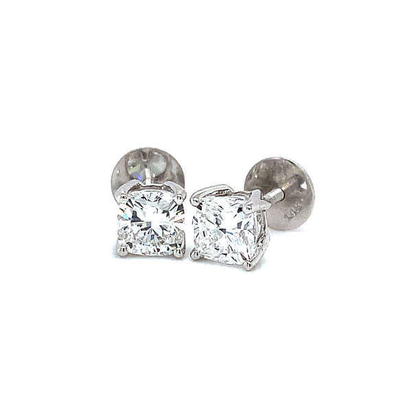 (LD) Aretes con diamantes de laboratorio en oro blanco 14kt.