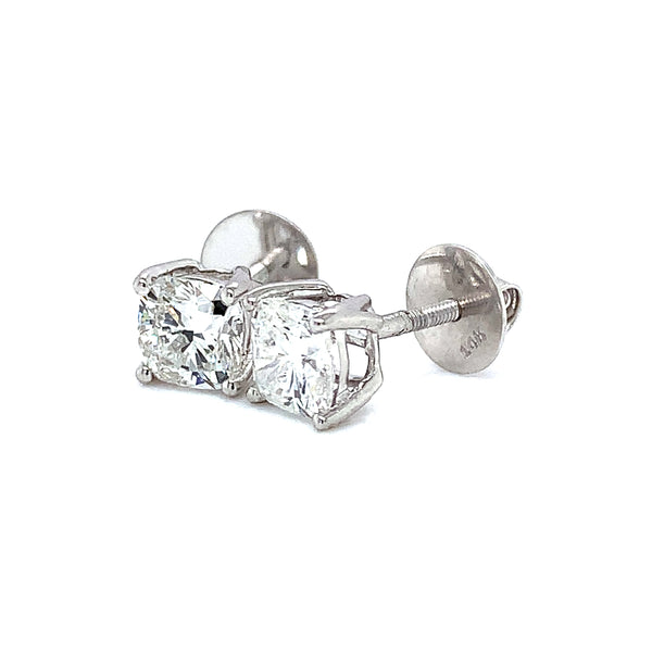 (LD) Aretes con diamantes de laboratorio en oro blanco 14kt.