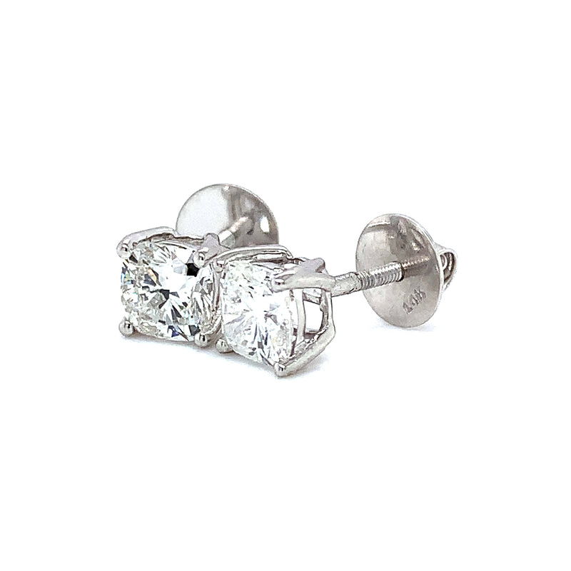 (LD) Aretes con diamantes de laboratorio en oro blanco 14kt.