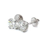 (LD) Aretes con diamantes de laboratorio en oro blanco 14kt.