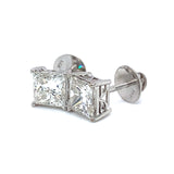 (LD) Aretes con diamantes de laboratorio en oro blanco 14kt.