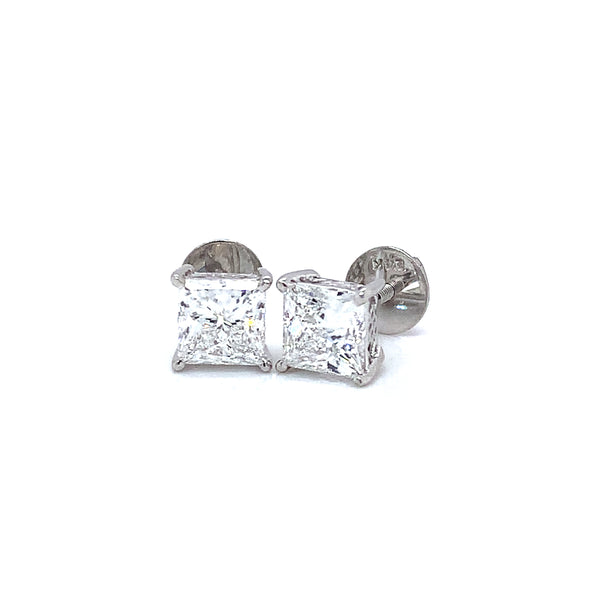 (LD) Aretes con diamantes de laboratorio en oro blanco 14kt.