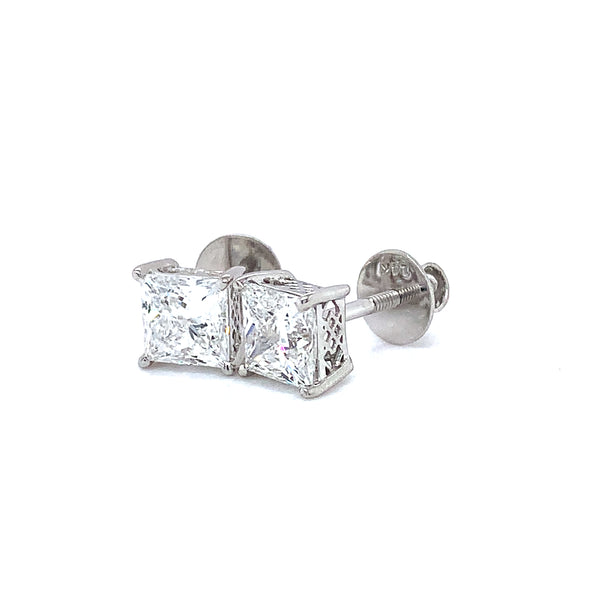 (LD) Aretes con diamantes de laboratorio en oro blanco 14kt.