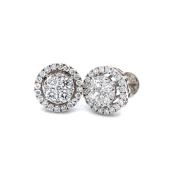 (LD) Aretes con diamantes de laboratorio en oro blanco 14kt.
