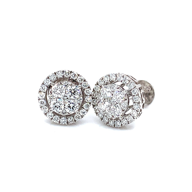 (LD) Aretes con diamantes de laboratorio en oro blanco 14kt.