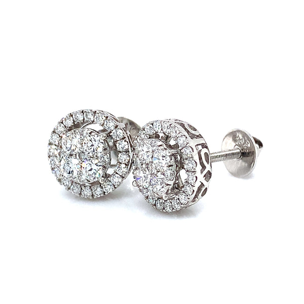 (LD) Aretes con diamantes de laboratorio en oro blanco 14kt.