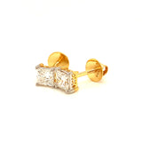 (LD) Aretes con diamantes de laboratorio en oro dos tonos 14kt.